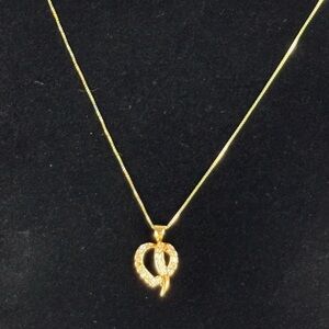 Shimmering White Stone Heart Necklace – Gold Plated Sterling Silver